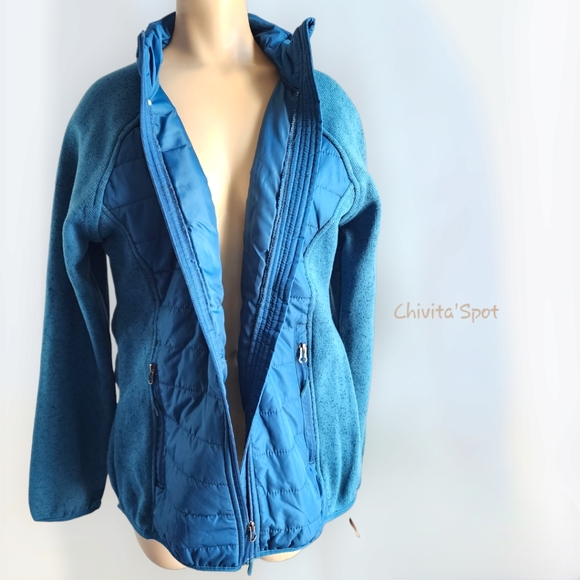 🆕️🏷 Reebok Quilted Sweater Fleece Jacket - Ovean Blue -M - Picture 12 of 12